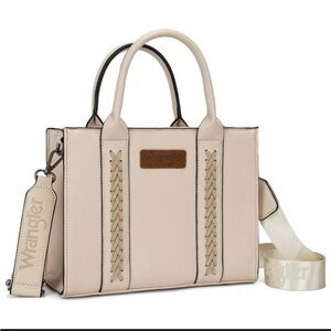 Wrangler Light Cream Tote with Braided Front Straps